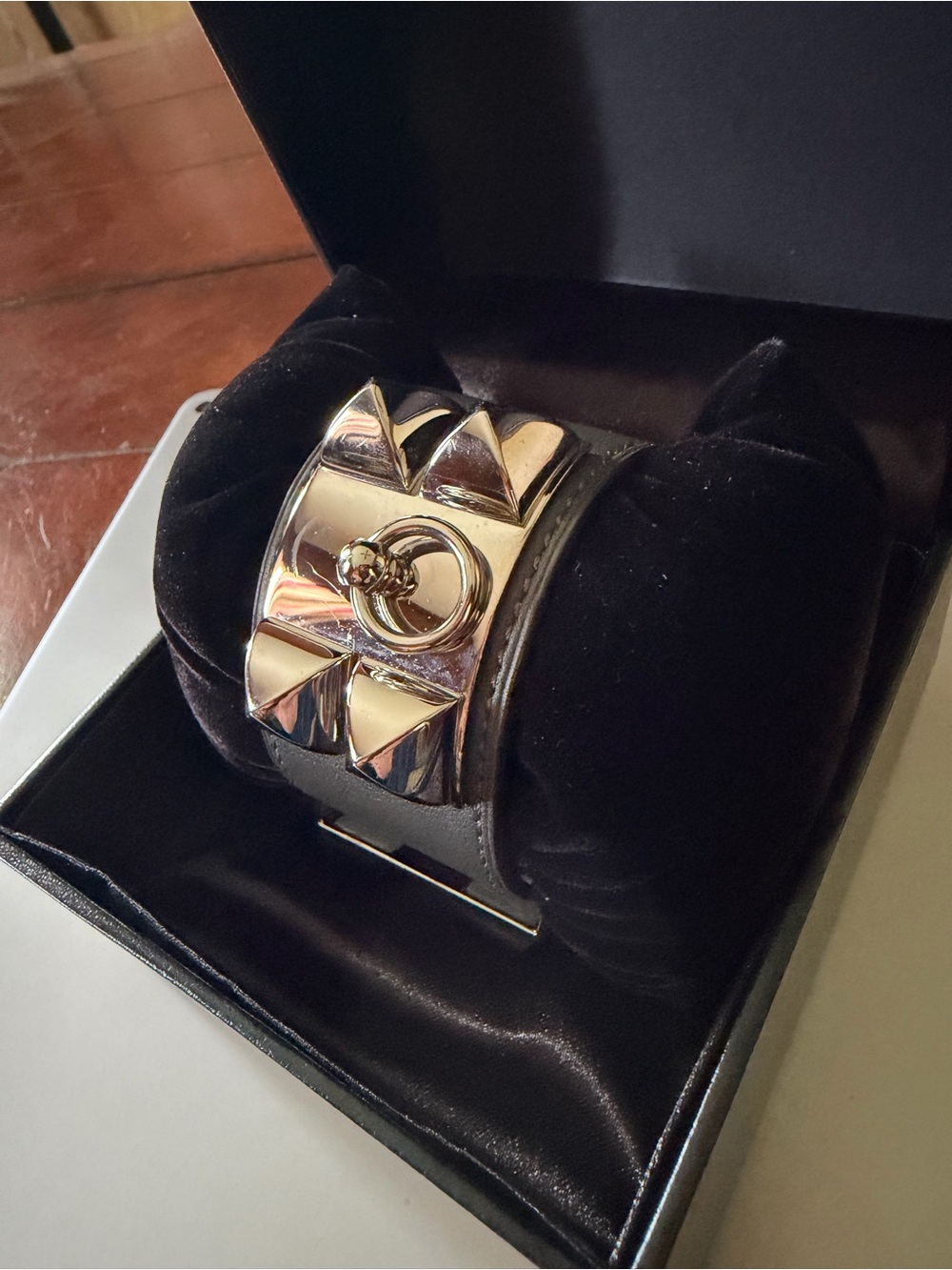 Hermes Silver Collier De Chien Bracelet